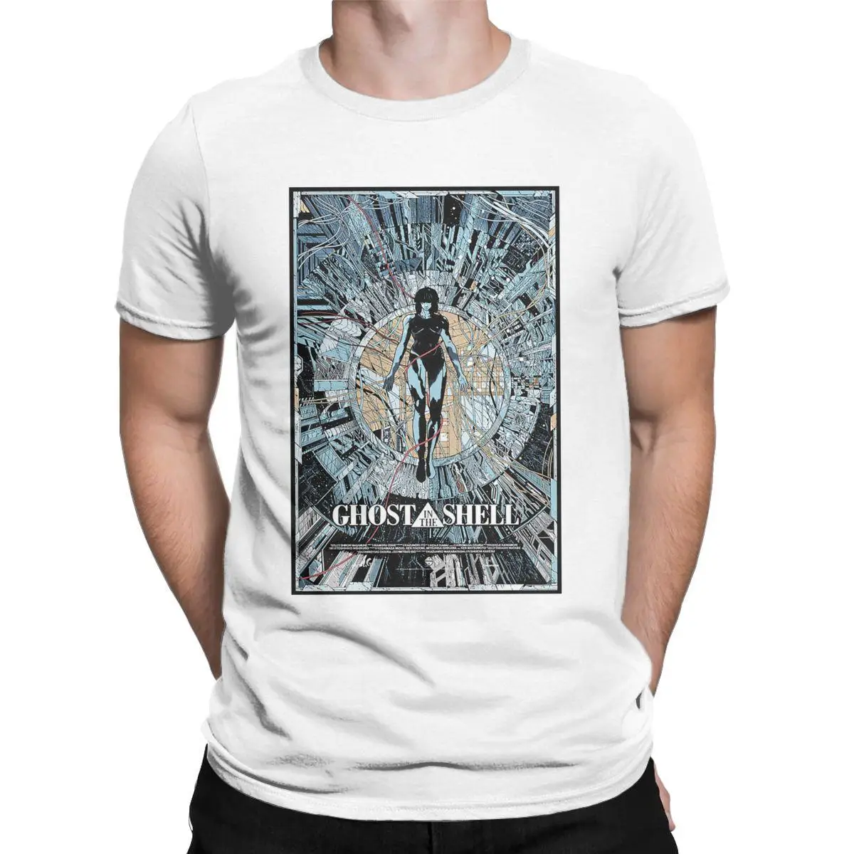 

Ghost In The Shell T-Shirt Men Anime Cool Cotton Tee Shirt Crewneck Short Sleeve T Shirts Plus Size Tops