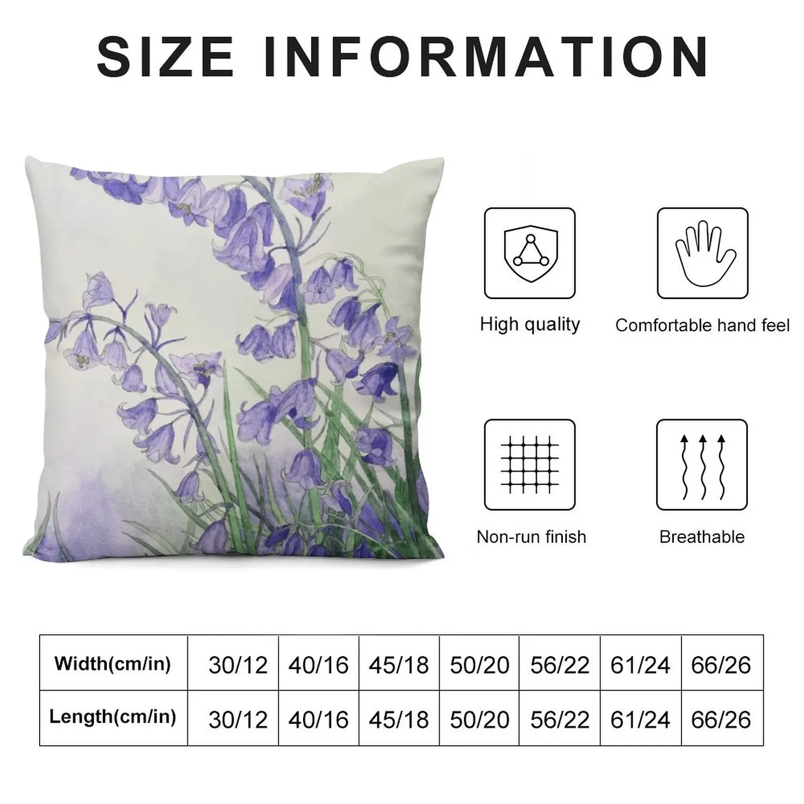 Bluebells декоративная подушка с акварелью