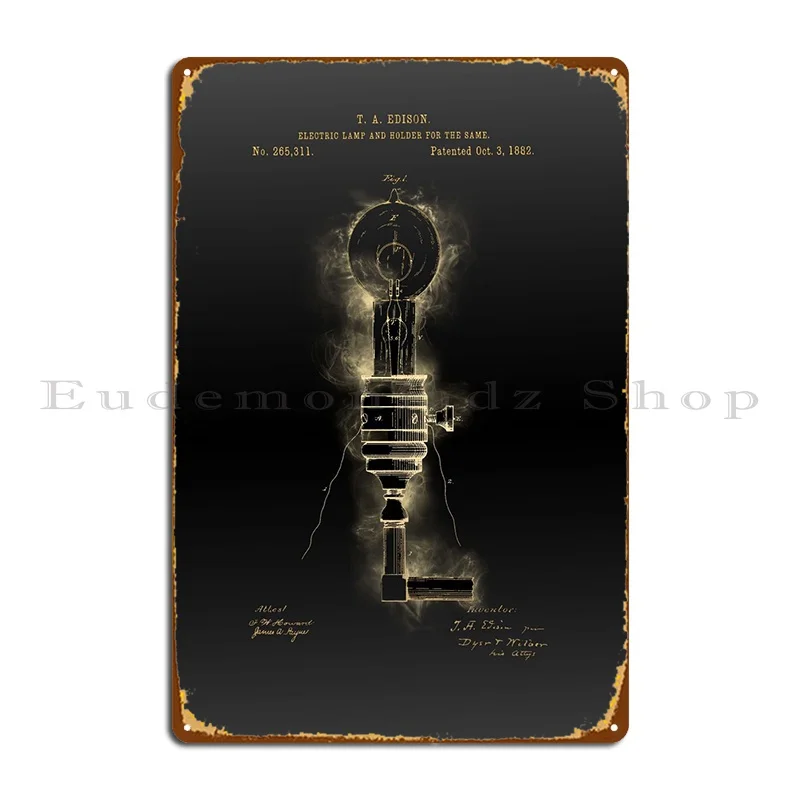 

Электрическая лампа, запатентованные черные металлические знаки, настенная пещера для паба, дизайнерская роспись, создание оловянного знака, плакат