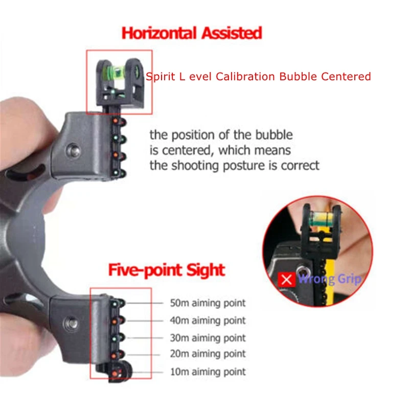 Рогатка с резиновой лентой лазером и спиртовым уровнем высокоточная быстрое
