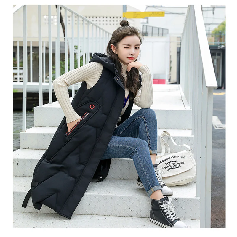 Long Women's Vest Shirt Jacket  Woman Winter 2023  Oversize Demi-season Parka New In Outerwear Hooded Zipper Casual Fashion