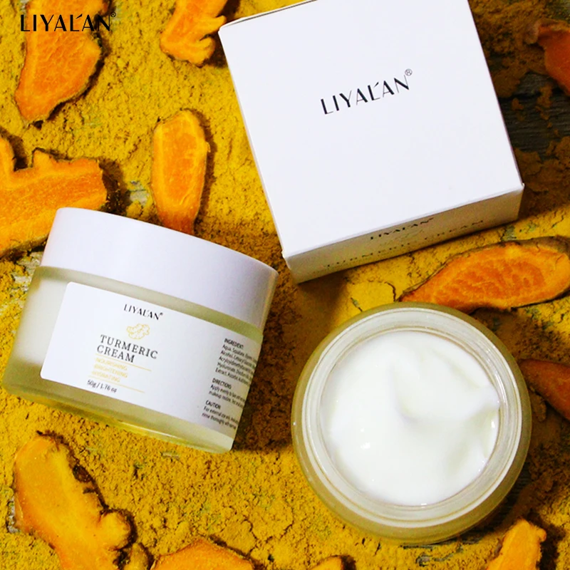 LIYALAN Vitamin Turmeric Face Cream Repair Acnes Scar Dark Spot Facial Whitening Lightening Skin Care Herb Ginger Root Lotion