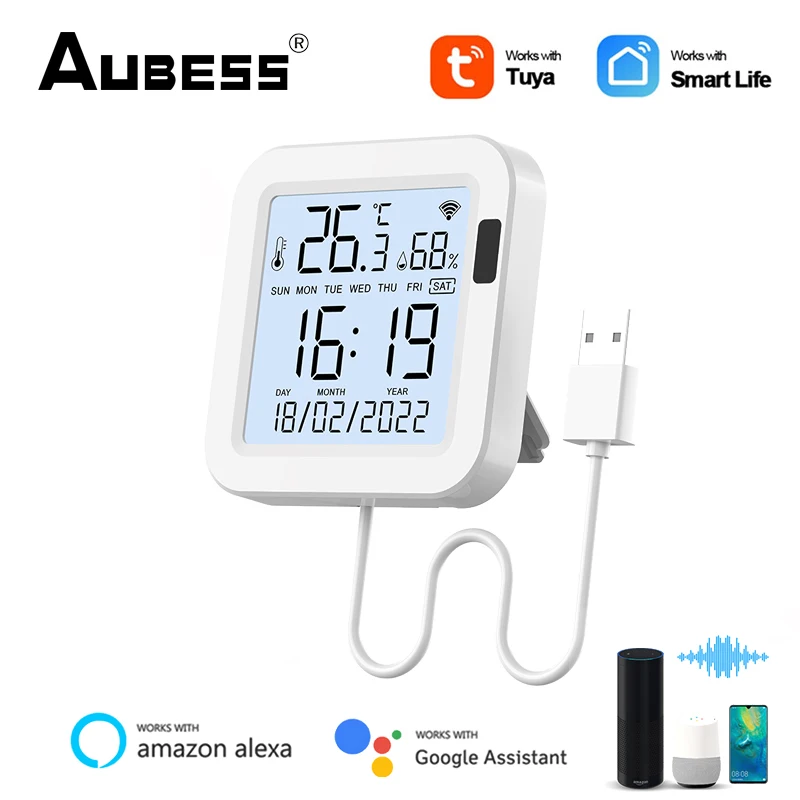 

Tuya WIFI Temperature Humidity Sensor With Infrared Sensing Backlight Thermometer Support Smart Life APP Alexa Google Assistant