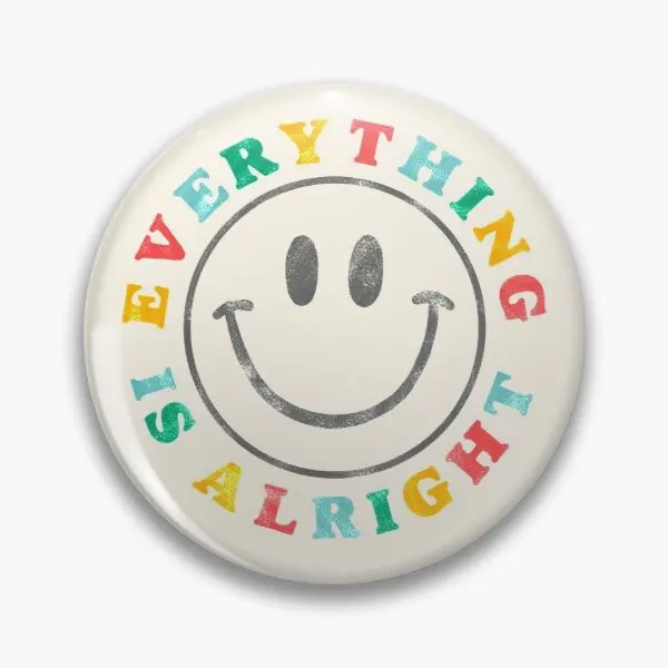 

Everything Is Alright Retro Rainbow Smil Customizable Soft Button Pin Hat Lover Collar Metal Badge Jewelry Decor Gift Women