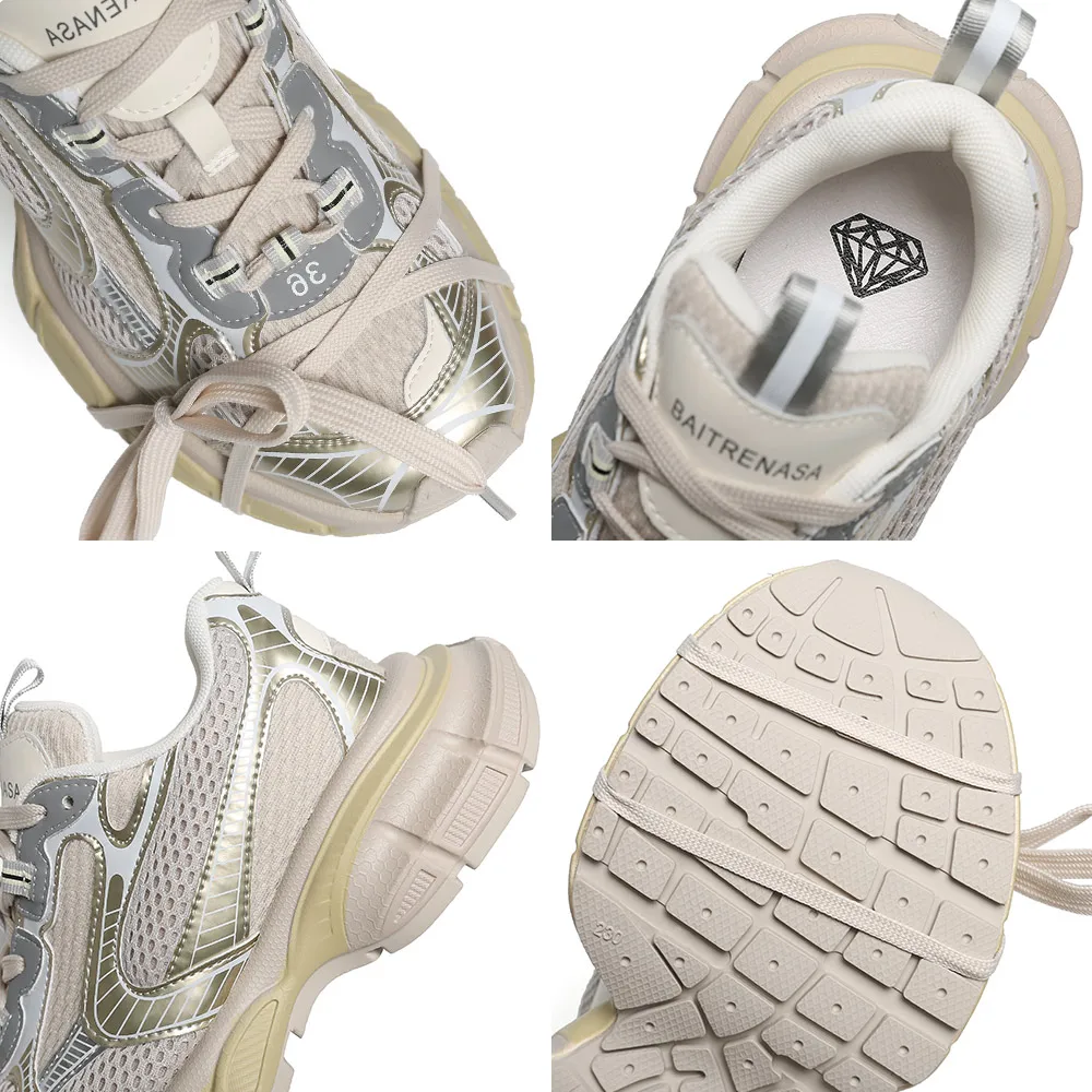 SOMILISS Women Platform Chunky Sneakers Microfiber Leather Mesh Patchwork Spring Summer Ladies Fashion Designer Casual Shoes