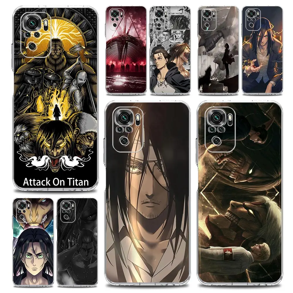 

Eren Yeager Attack on titan Clear Phone Case For Xiaomi Redmi Note 12 5G 9S 9 8 10 11 Pro+ 9T 8T 10C 9C 9A 7 Pro Soft Back Cover