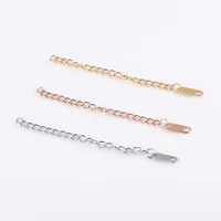 6 pcs 6cm stainless steel extension chain strap long tag diy extension tail chain bracelet necklace foot chain making accessorie