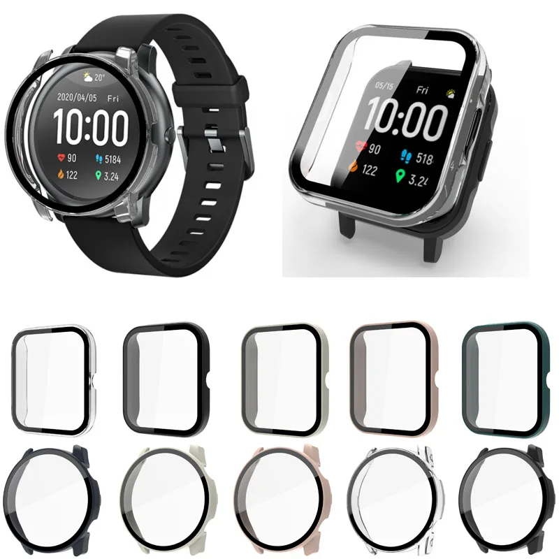 

Hard Edge Shell Glass Screen Protector Film Case For Haylou GST LS09B/RS4 Plus LS11 LS12/RT2 LS10/LS02 Smart Watch Full Cover