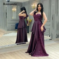 romantic new fashion a line evening dress one shoulder sweetheart satin with embroidered long prom dress for formal party invite