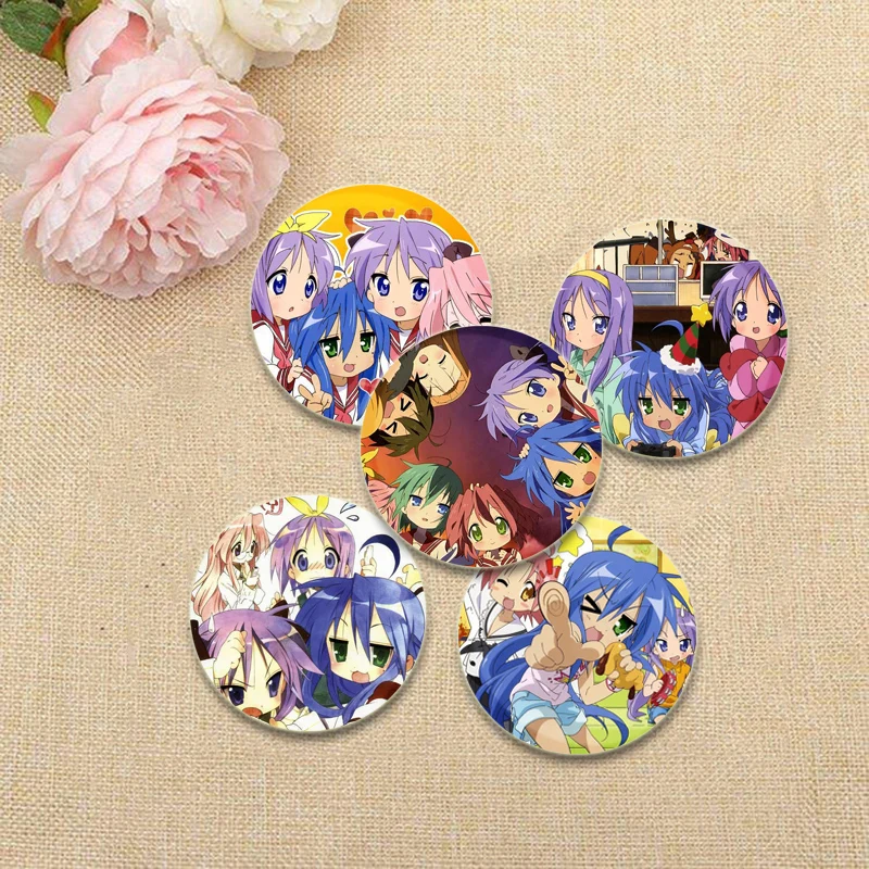 Фото Брошь в стиле аниме Lucky Star Izumi Konata Hiiragi Kagami Takara Miyuki Hiiragi Tsukasa, милый мультяшный значок, куртка, джинсы, булавка с лацканами, подарок №2