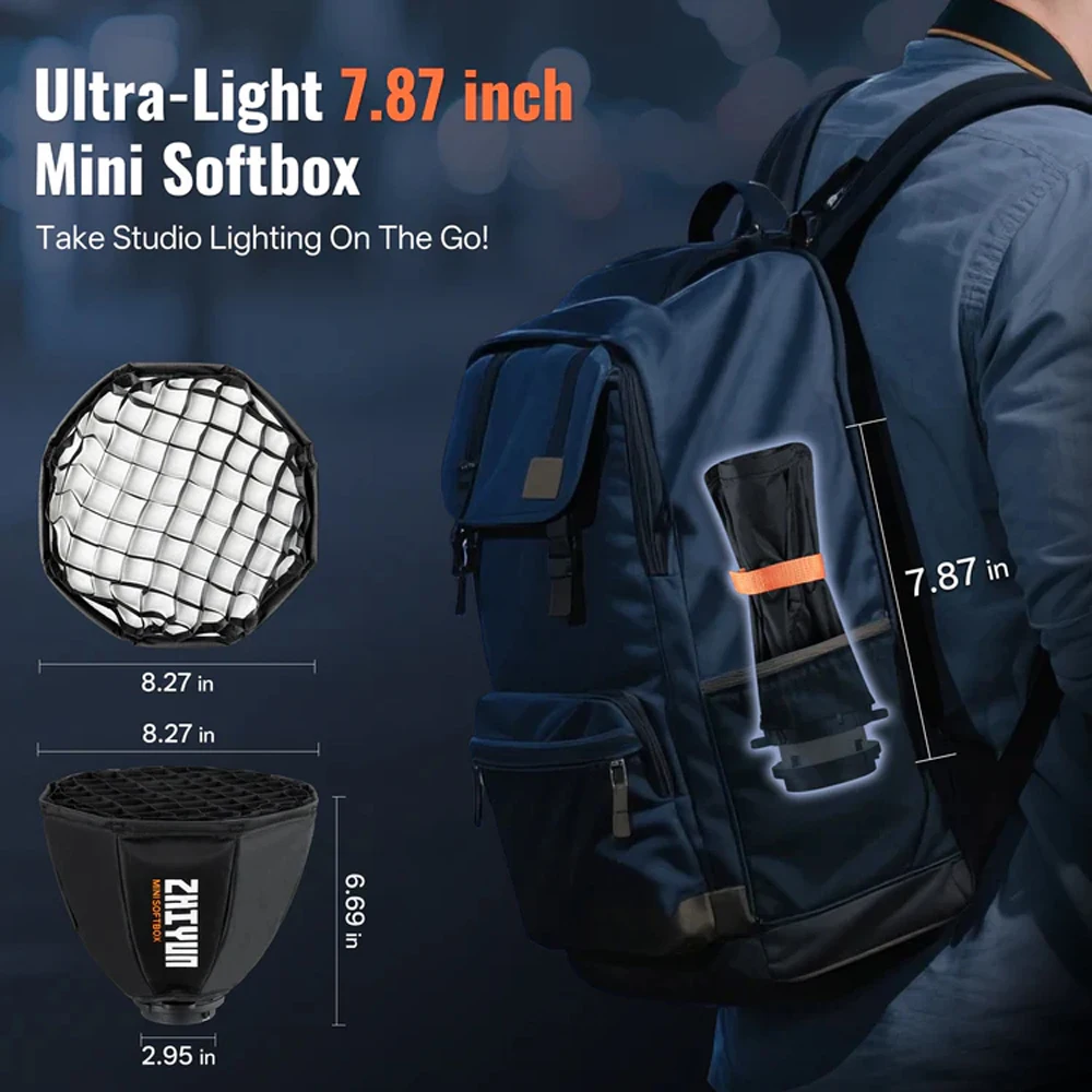 Софтбокс ZHIYUN Mini Bowens Mount для фонарей с креплением ZY ZHIYUN MOLUS серии X100X60G60, ZHIYUN CINEPEER CX100CX50CX50 RGB (art.: 3920d2ff1b58d) - 3920d2ff1b58d
