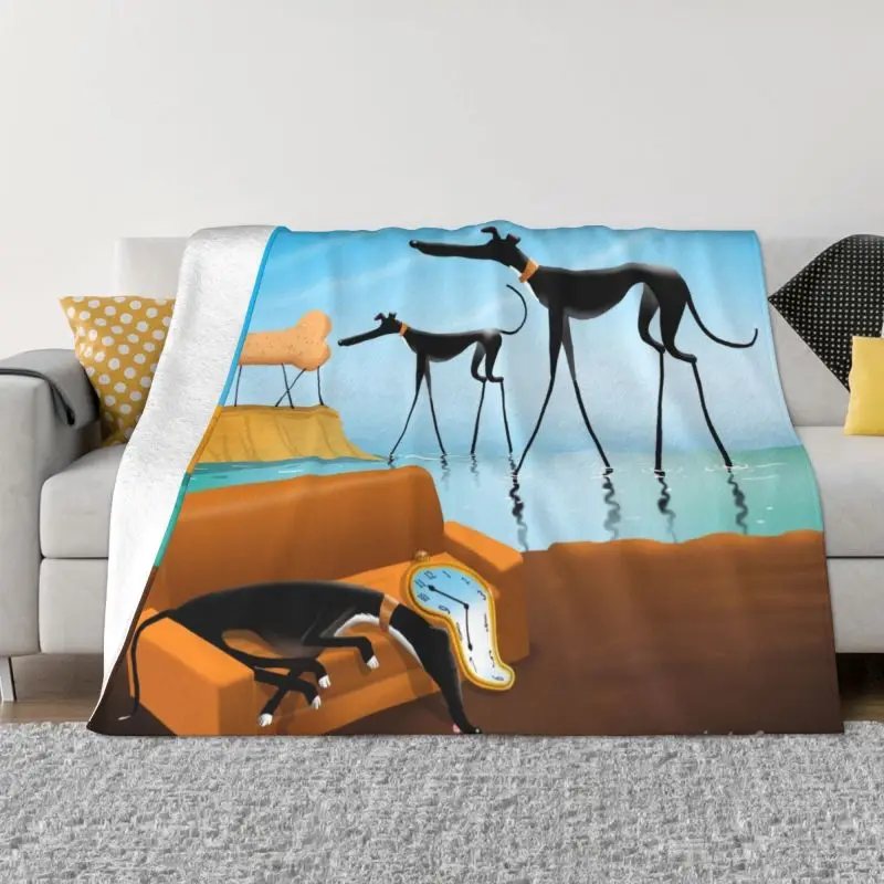 

Dog Blanket Soft Flannel Fleece Warm Sihthound Animal Throw Blankets for Home Bedding Couch Quilt Vintage Whippet Greyhound