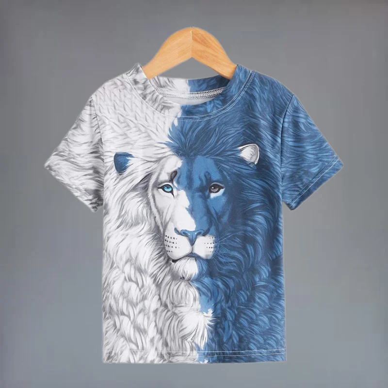 

2022 Summer Fine Lion Print Tee Men