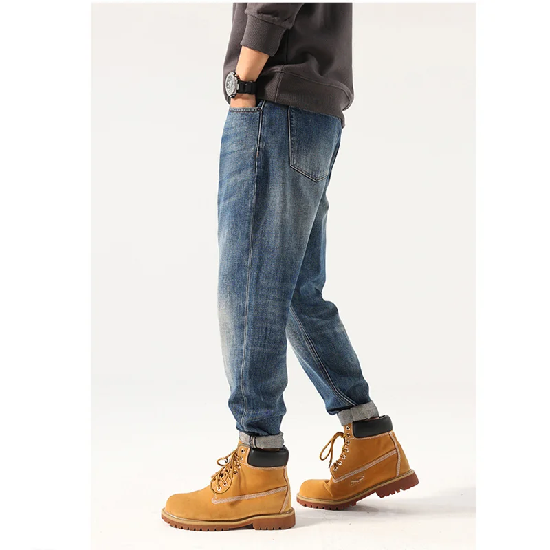 Streetwear Men 2022 Autumn and Winter New Pattern Fashion Straight Cylinder Trousers American Vintage Loose Blue Jeans Female