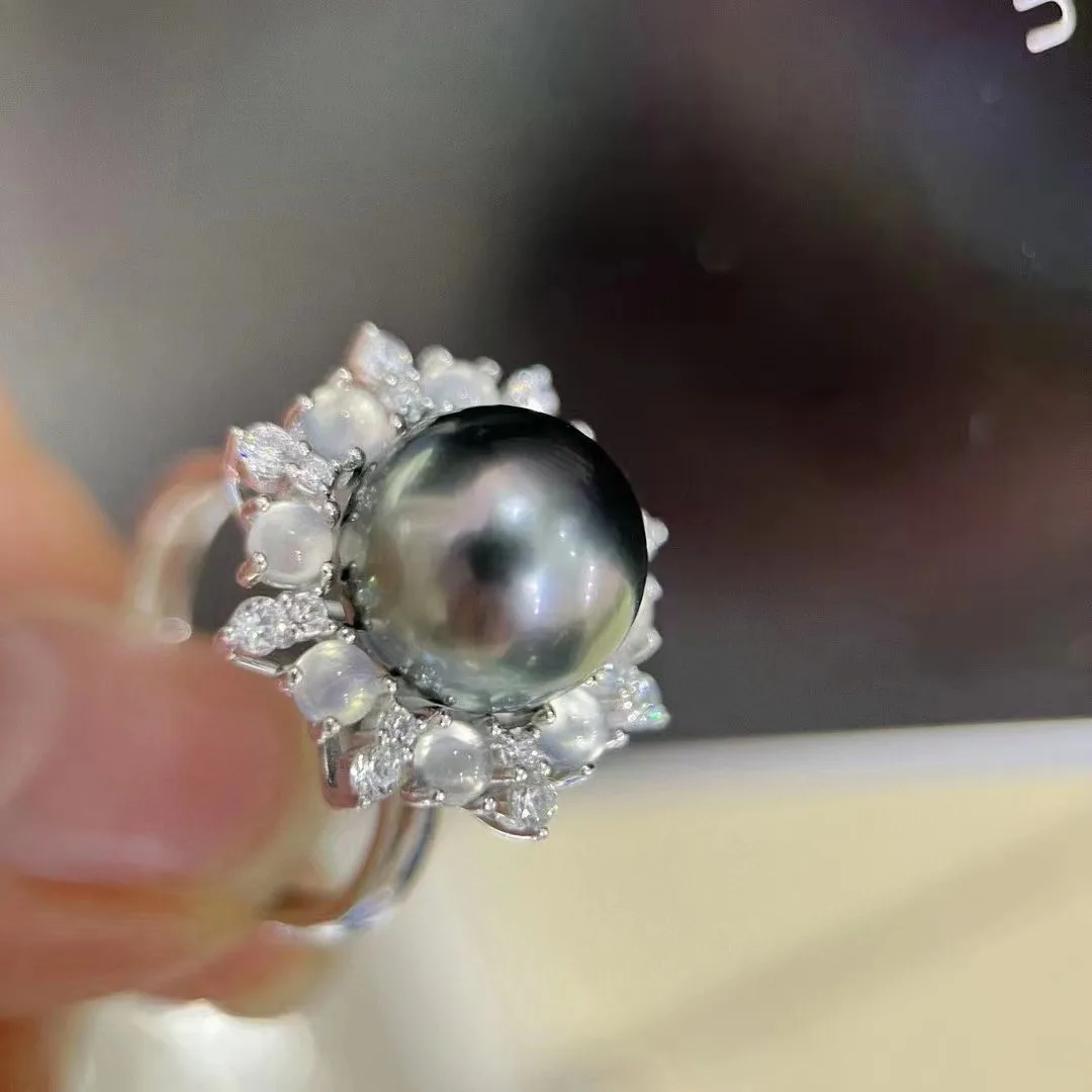 Женское кольцо из серебра 925 пробы с жемчугом 11-12 мм