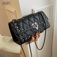 punk rivet small pu leather shoulder bags for women 2022 luxury brand handbags small travel lady fashion chain crossbody bag
