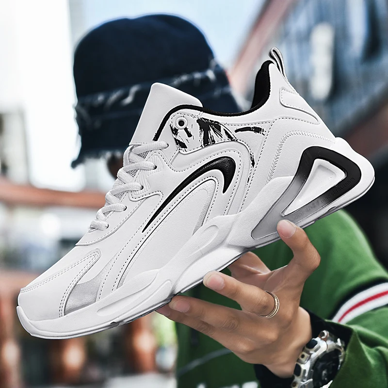 

2022 New PU Breathable Trend Men's Shoes Light and Comfortable Sports Casual Shoes Wear-resistant Non-slip Running Sneakers