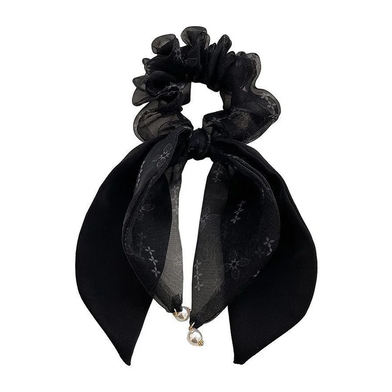 

Fashion Fairy Polka Dot Bow Ribbon Hair Rope Elegant Streamer Hair Scrunchie Ponytail Elastic Hair Band Women Hair Accessories