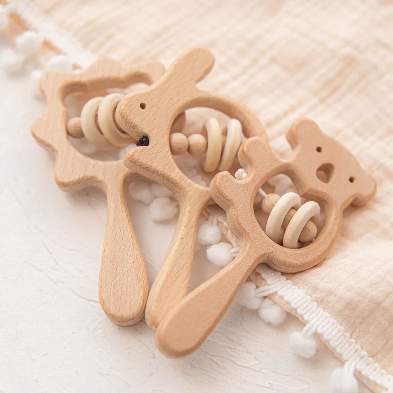 Детская деревянная погремушка по индивидуальному заказу игрушка-животное