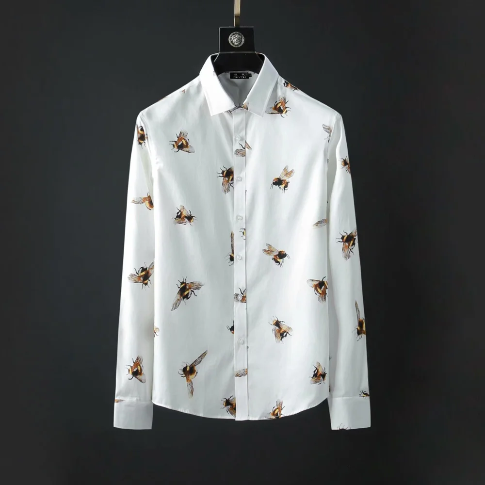 

New Men Full High of Bees bee UFO flower Cotton Casual Shirts Shirt high quality Pocket long-sleeves Top M 2XL #M71
