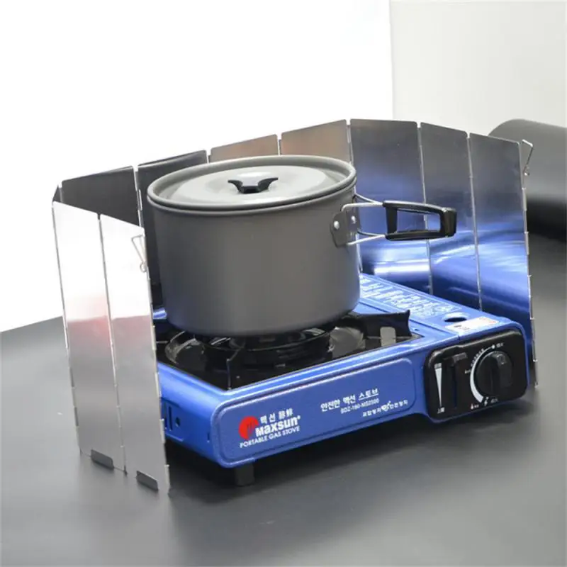 

10 Plates Gas Stove Wind Shield Aluminium Alloy Outdoor Stove Windshield Outdoor Camping Cooking Picnic Burner Windproof Screen