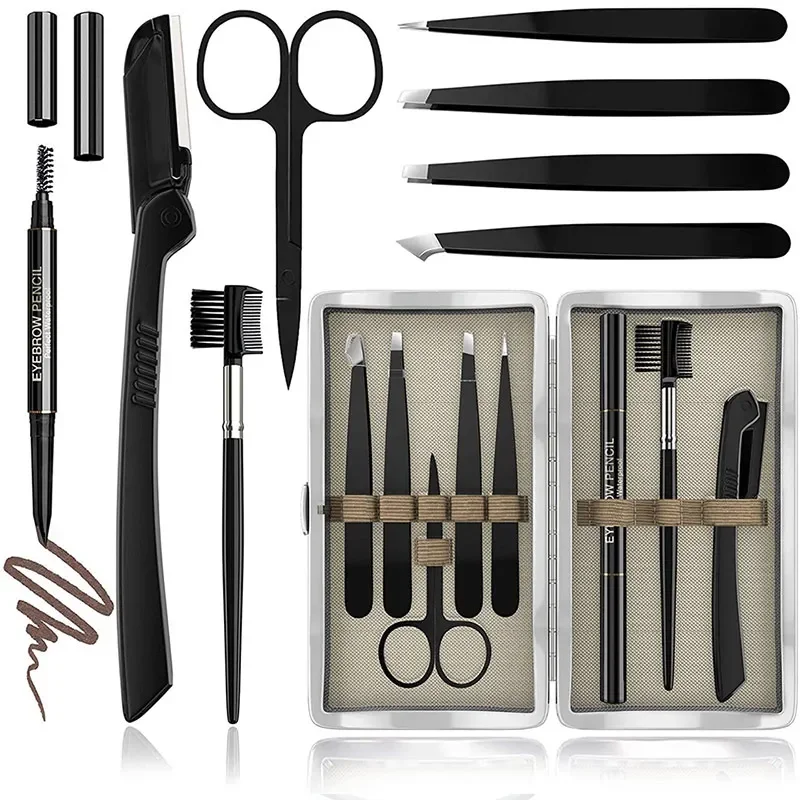 

8PCS makeup tools face razor eyebrow trimmer kit sourcil set eyebrow scraper and eyebrow clip eyebrow comb combination tondeuse