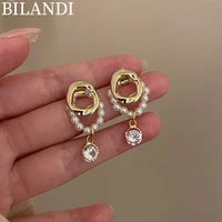bilandi 925%c2%a0silver%c2%a0needle modern jewelry geometric earrings 2022 new trend pearl zircon drop earrings for girl lady gifts