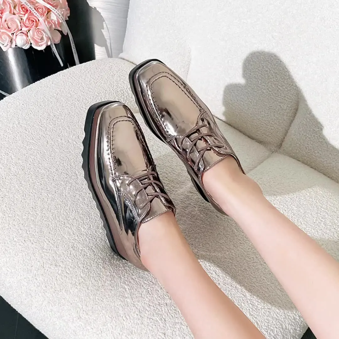 Корейская обувь сабо с квадратным носком женская на платформе балетки из