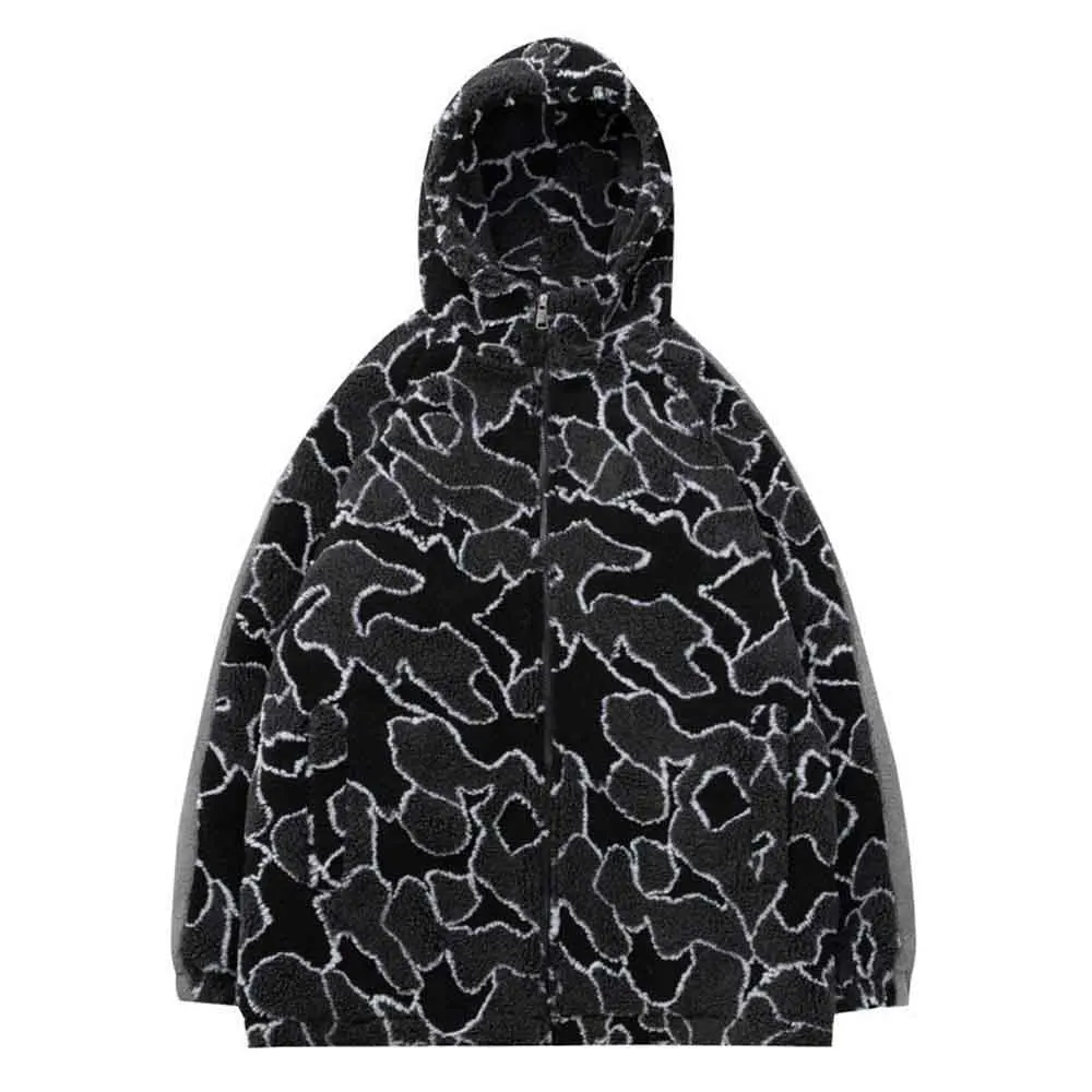 Men Lambswool Harajuku Winter Jackets Clothes 2022 Mens Unisex Oversized Korean Parkas Male Fashion Outwear Coats