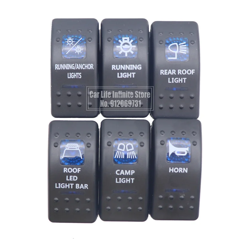 

Car Switch Boat Truck Light Blue Led Toggle Switch 5pin Waterproof 12/24V Bar Style Blue Toggle Rocker Reverse Rear Light Switch