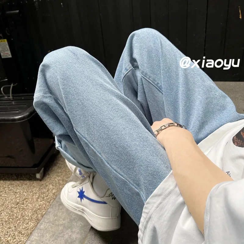 Summer 3 Colors Oversized Jeans Men Fashion Casual Wide Leg Jeans Mens Streetwear Hip Hop Loose Straight Denim Trousers Men