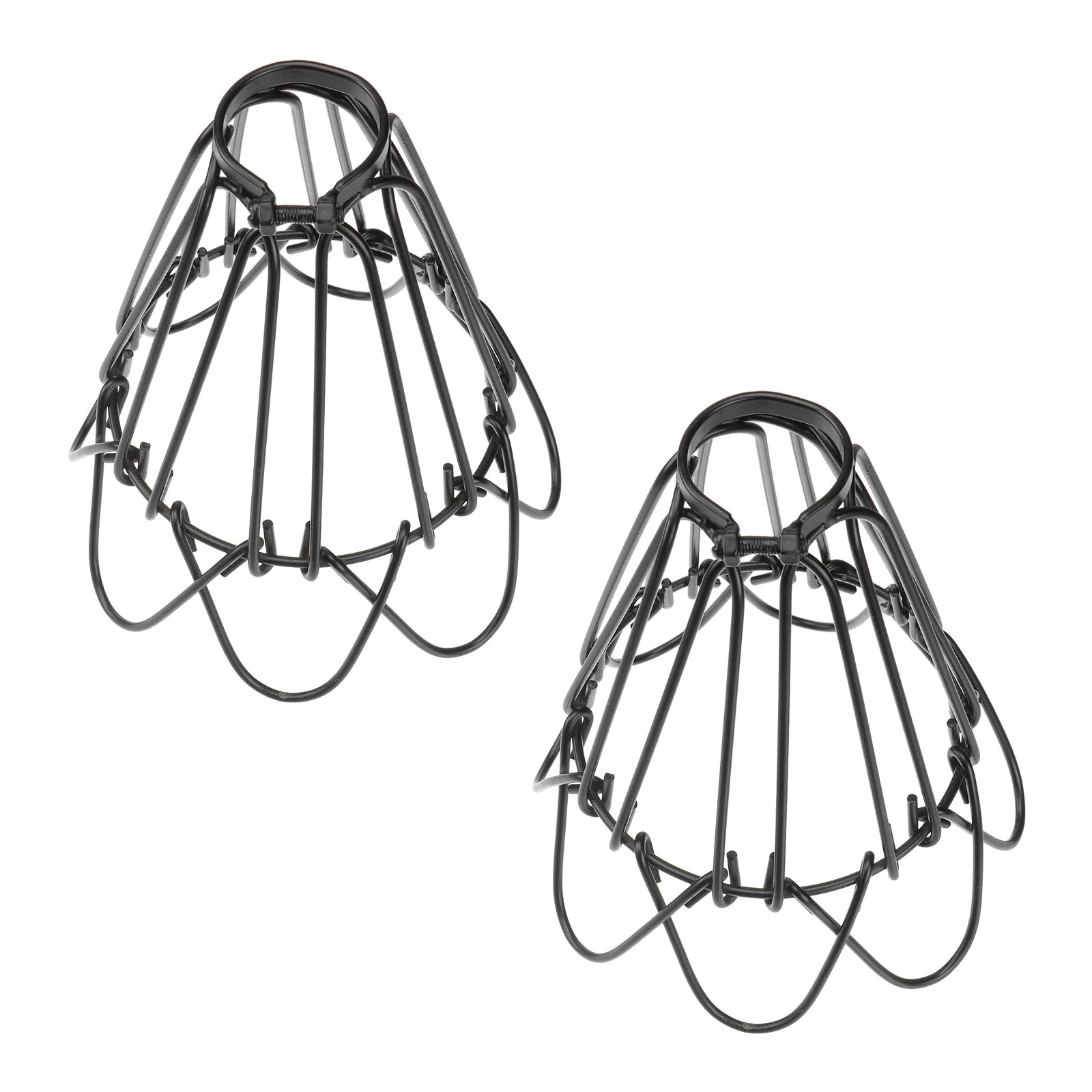 

2 Pcs Iron Lampshade Black Light Fixtures Cage Guard Chandelier Home Decoration Rustic Enveloped Deformed Flower Petals