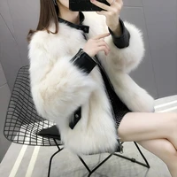 thick faux fake fox warm fur coat winter fashion o neck jacket fluffy plus size solid color elegant women zipper plush outerwear