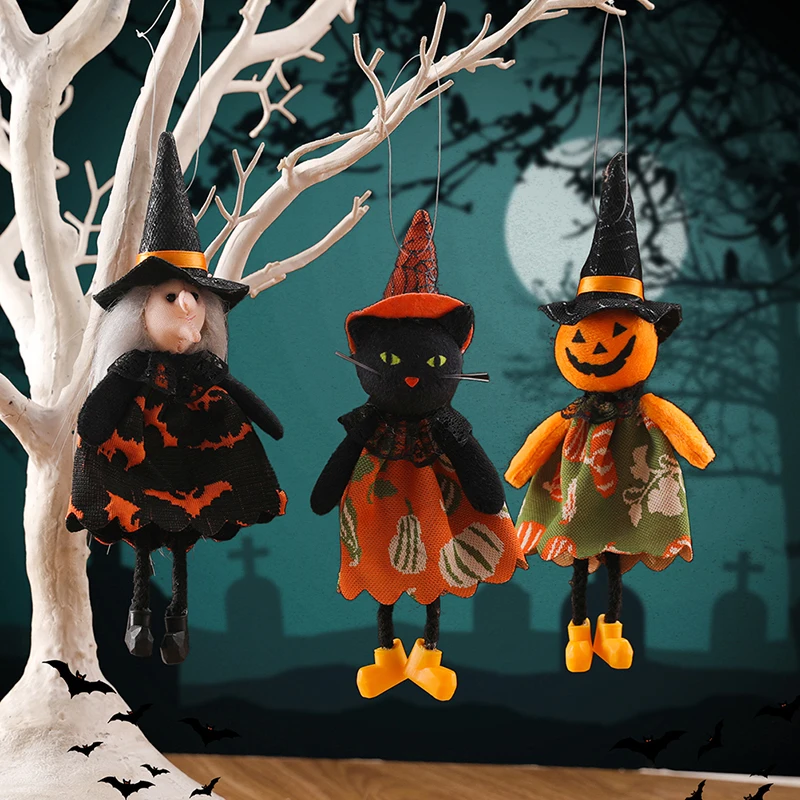 

Halloween Dolls Decorations Hanging Ghost Pumpkin Black Cat Witch Pendant Kids Toys Gifts Happy Halloween Party Home Decors