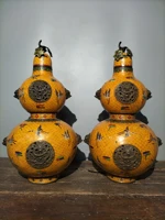 23 tibetan temple collection old bronze cloisonne gourd a pair town house flow lucky office ornament town house exorcism