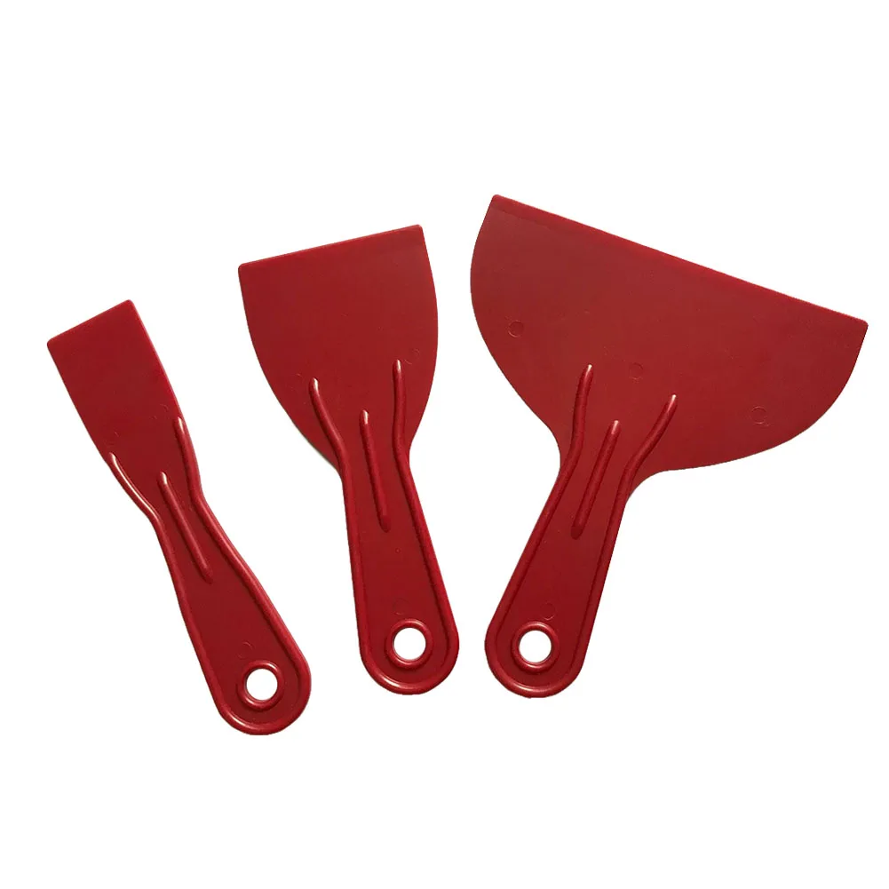 

3pcs Red Durable Reusable Small Large Floor Job Done Home Construction Spatula Putty Spreader Filler Easy Clean Wall Scraper Set