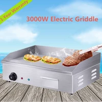 Stainless Steel Electric Griddle 3000W Flat Pan Griddle Commercial Teppanyaki Machine Pancakes Steak BBQ Grill Dorayaki Machine