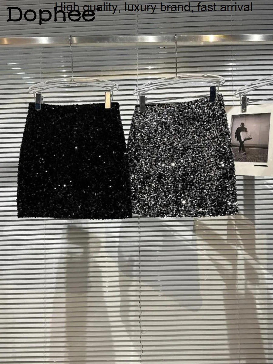

Autumn New 2023 Shiny Sequined Hip Mini Women High Waist Slim-Fit Sequins Black Bodycon Skirt Hot Girl Party Club Shorts