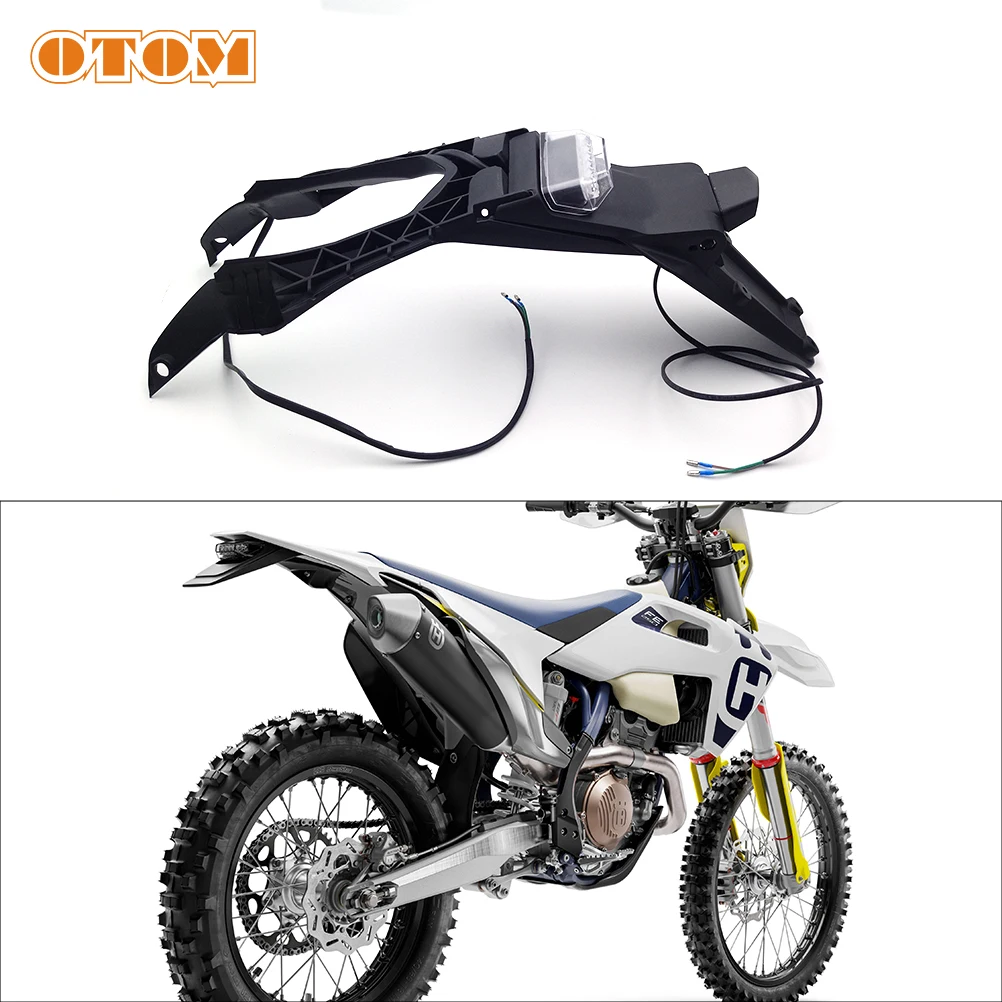 

OTOM 2023 New License Plate Frame Motorcycle Accessories Rear Fender LED Tail Light Brake Stop License Lamp For HUSQVARNA FE TE