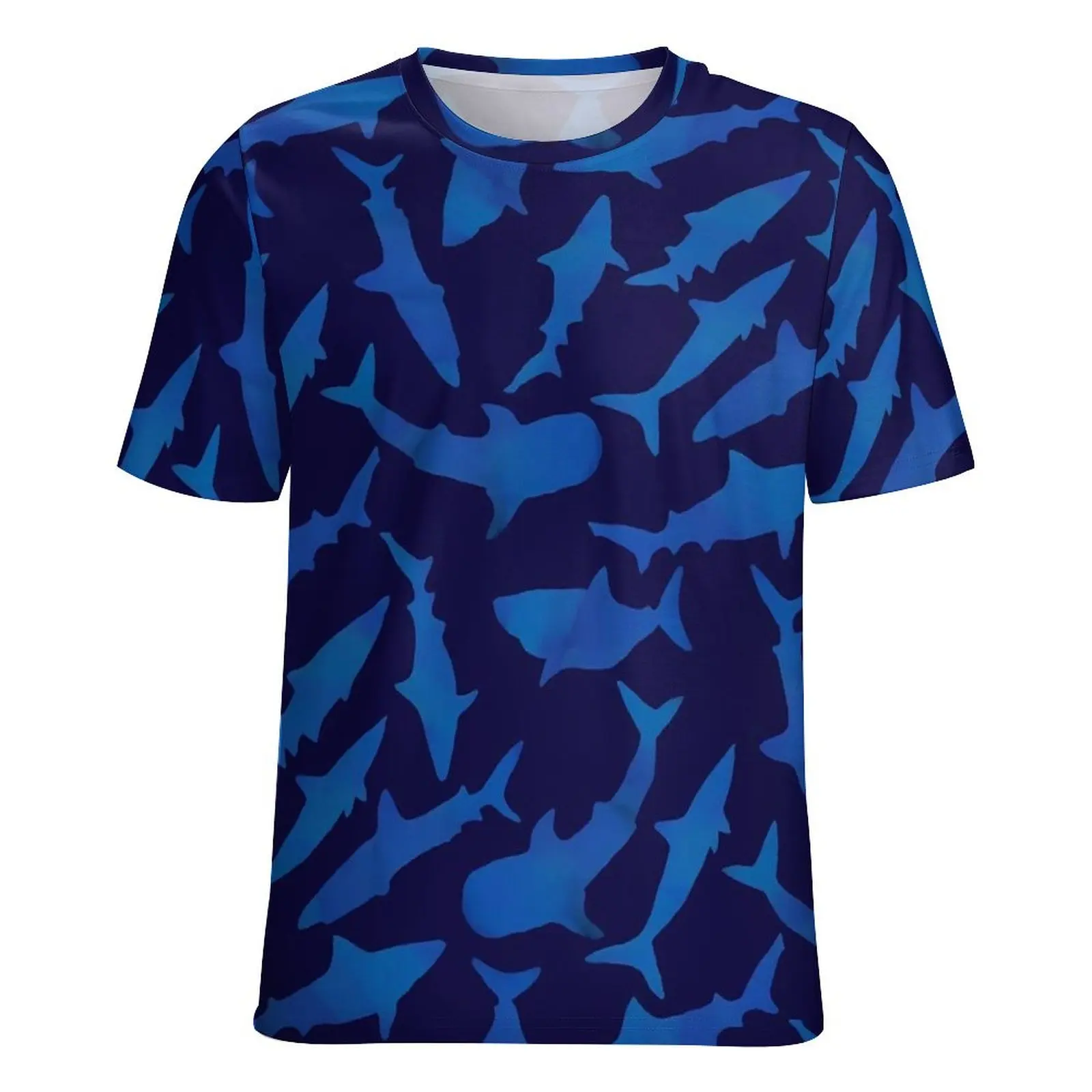 Летние футболки с изображением синей акулы повседневная футболка животным