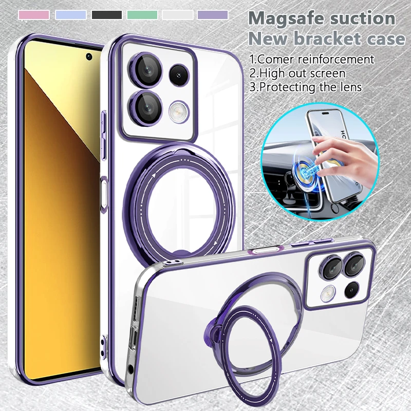 Чехол для Redmi Note 13 Pro 5G 4G с магнитным кольцом Magsafe чехол беспроводной зарядки Xiaomi Plus