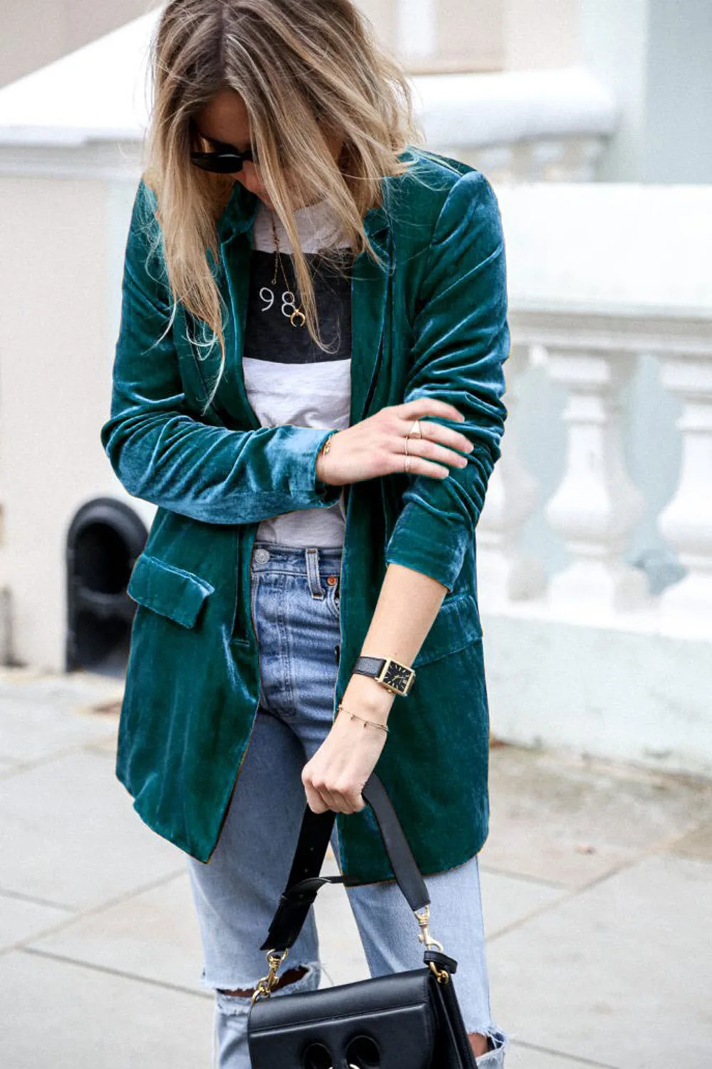 Blazers for Women 2023 New Solid Color Golden Velvet Casual Women Blazer Cardigan Mid Length Jacket for Women