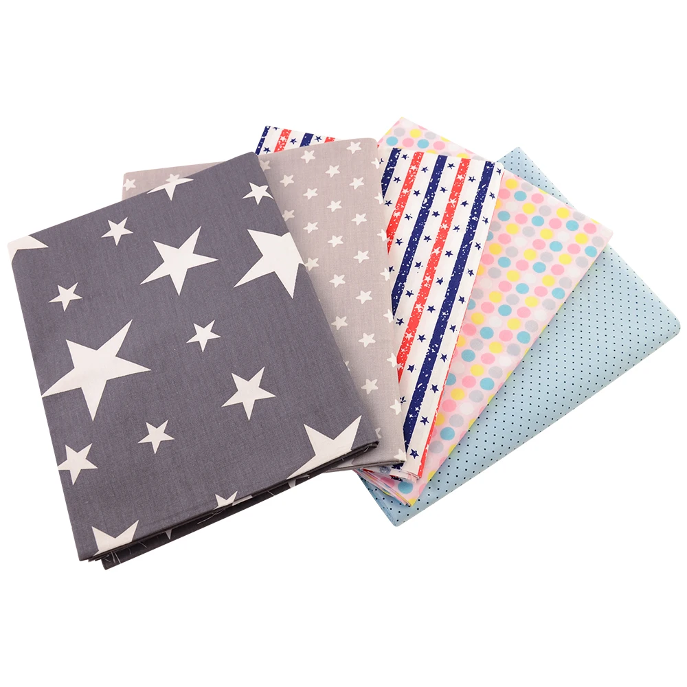 

100% Cotton Quilting Fabric Shine Stars Designs Grey Twill Sewing Cloth Telas De Algodon Para Patchwork Sewing Dress Material