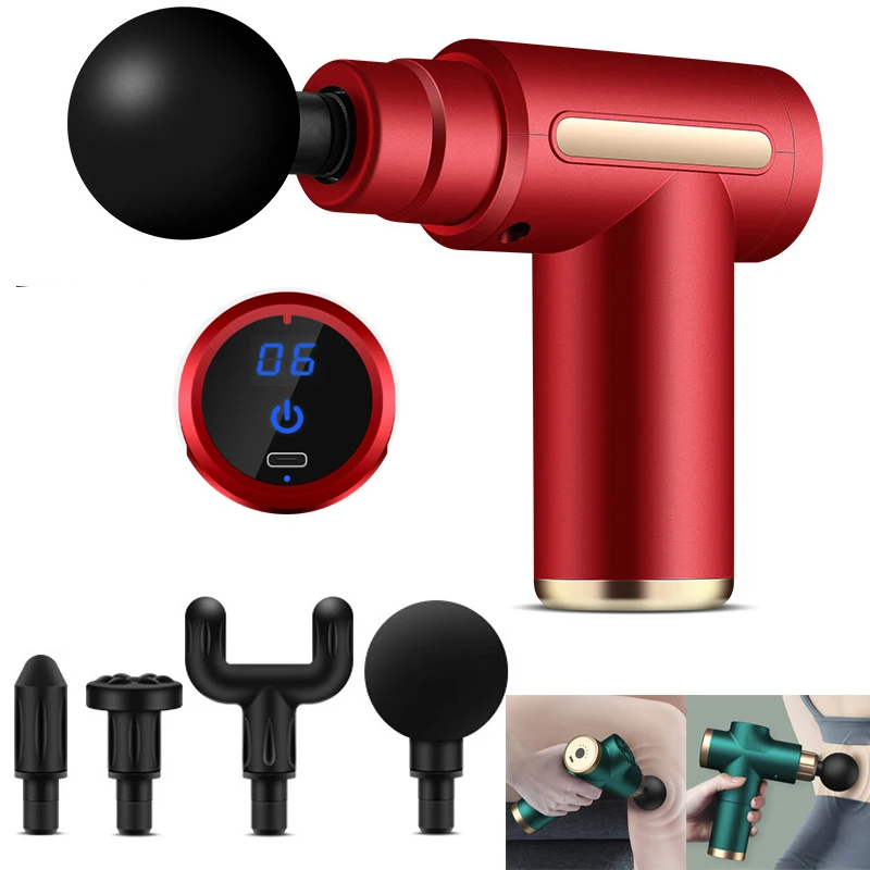 

Mini Massage Gun Percussion Muscle Massage Gun with 6 Speeds 4 Massage Heads With Carrying Bag for Back Shoulder Muscle Relieve