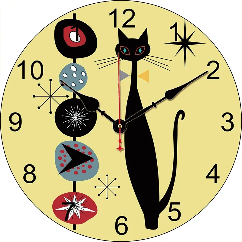 Настенные часы в средневековом стиле с мультяшным котом круглые бесшумные