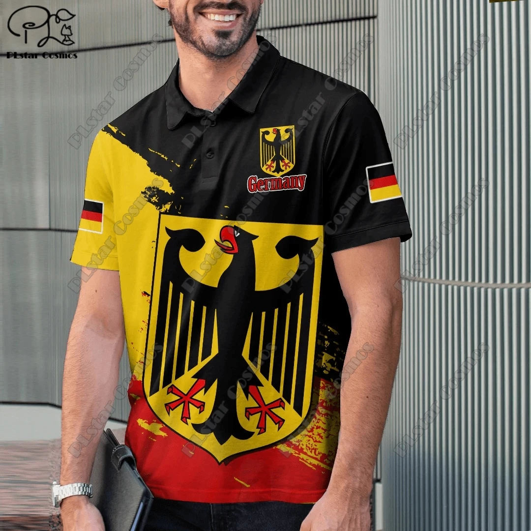 Футболка-поло унисекс, с 3D принтом, специальное имя заказчика, Германия, Чад, Центральная зерна, Камерун