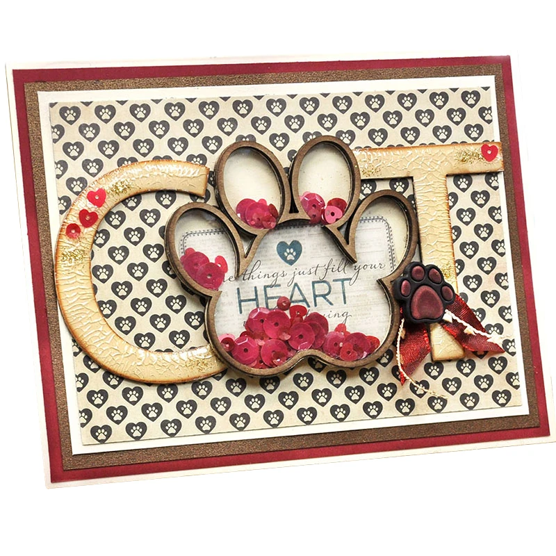 Шейкер с принтом кошачьей лапы металлическая высечка для фотоальбома