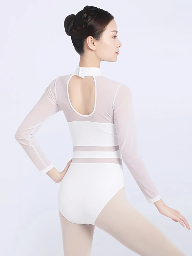 

Women Body Training Ballerina Dancewear Mesh Backless Long Sleeve Classical Lyrical Dance Ballet Gymnastics Leotard Costume