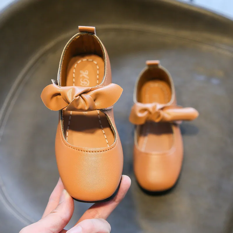 

1-12 2022 Toddler Spring Fashion Bow Girls Leather Shoes Kids Shoes for Princess Soft Sole Sneakers Baby Party Girl Dance Shoes