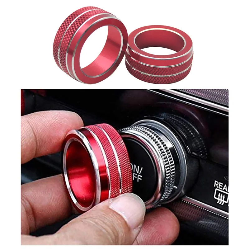 

Button Audio Stereo Volume Control Knob Ring Cover Red Car Accessories for Toyota Yaris 2020 Air Conditioning Knob Cover